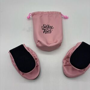 SILKY TOES Women's Foldable Travel Ballet Flat Pink Shoes, Size Medium 6-7